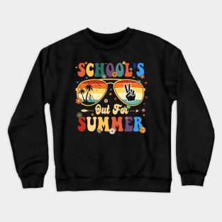 Retro Last Day of School's Out For Summer Teacher Crewneck Sweatshirt